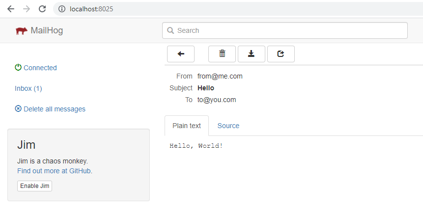 MailHog example email